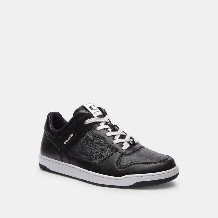 Black Men COACH® C201 In Signature Canvas Sneakers | 34872ODVG