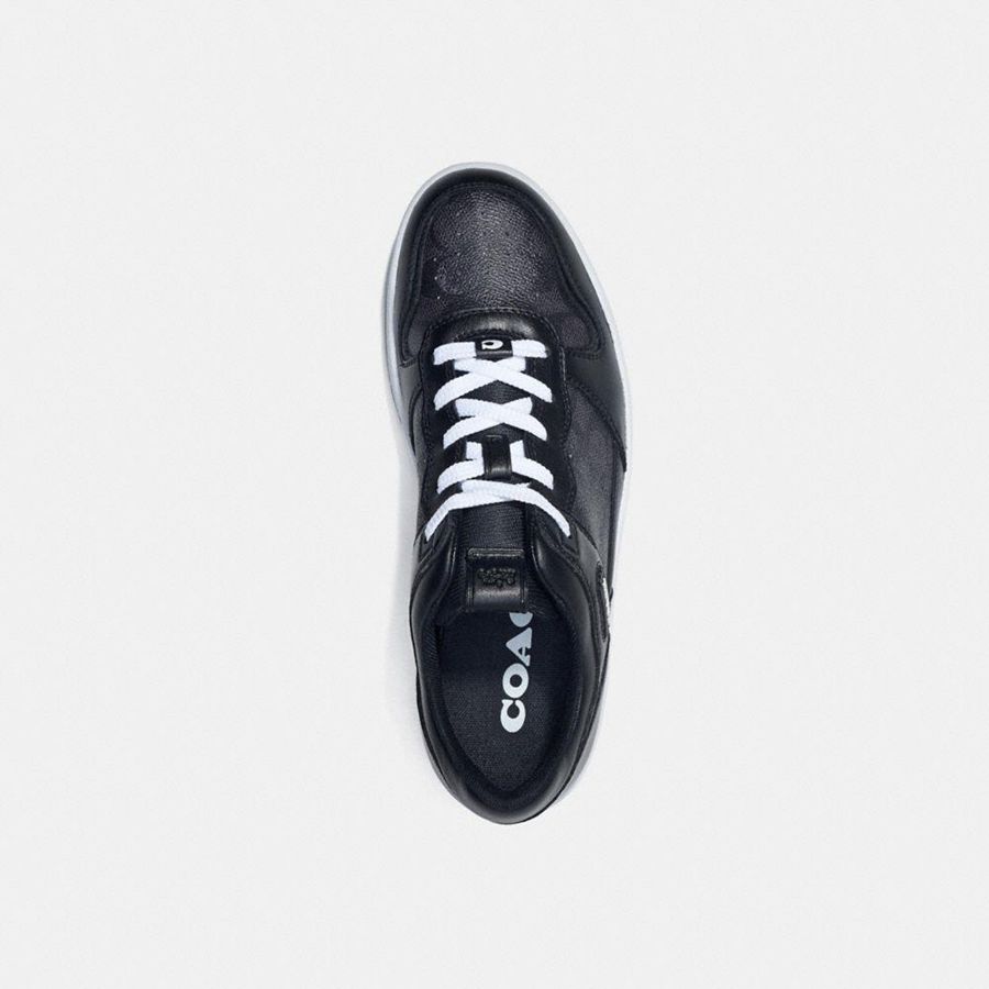Black Men COACH® C201 In Signature Canvas Sneakers | 23190QZUS