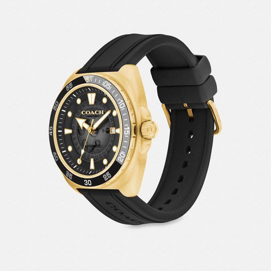 Black Men COACH® Charter Automatic, 44 Mm Watches | 40793OJSF