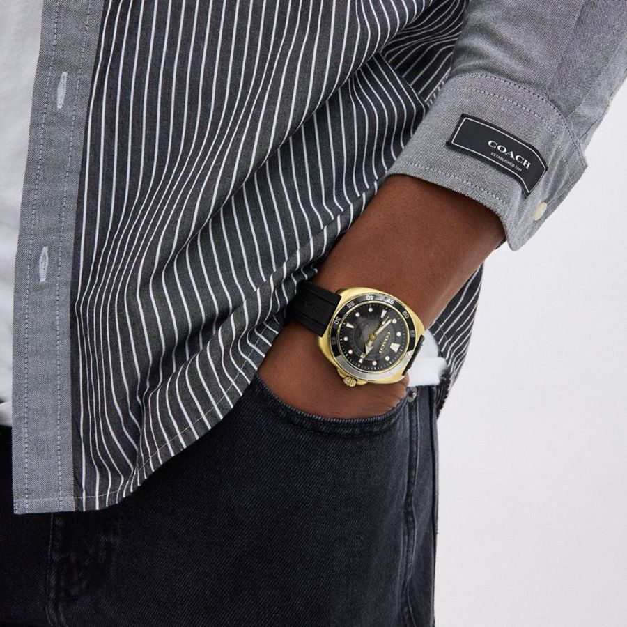 Black Men COACH® Charter Automatic, 44 Mm Watches | 40793OJSF