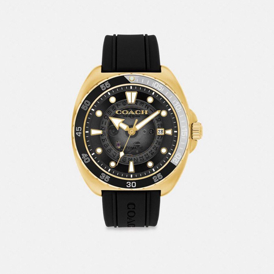 Black Men COACH® Charter Automatic, 44 Mm Watches | 40793OJSF