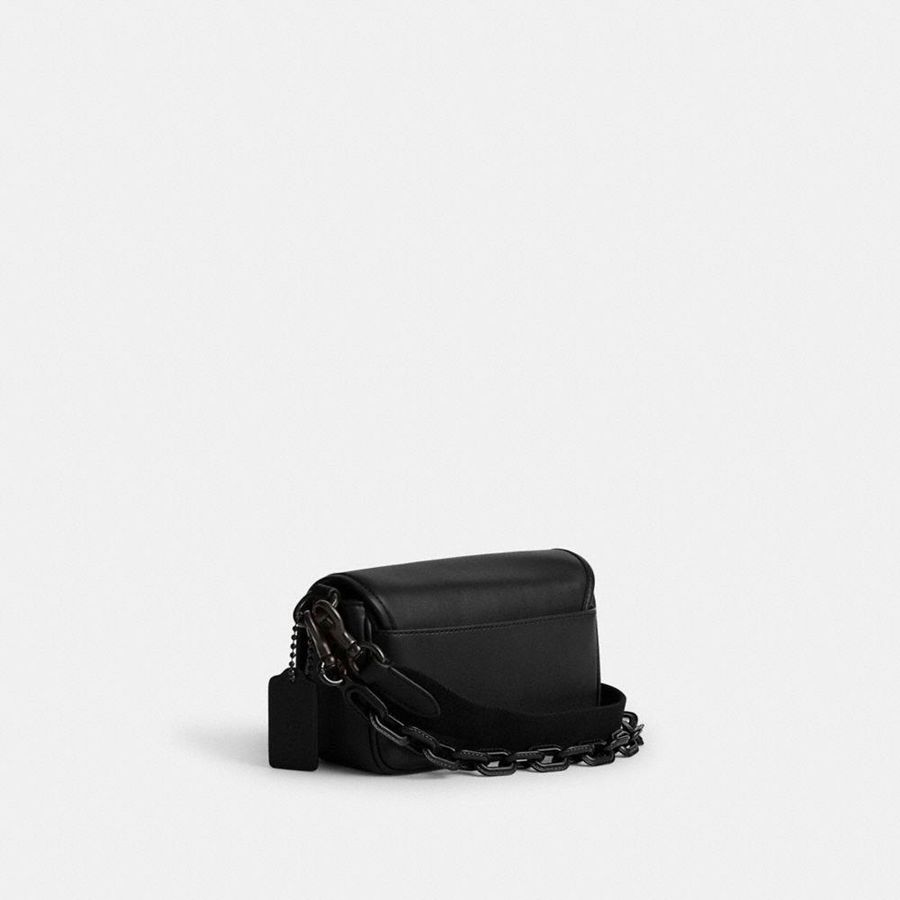Black Men COACH® Charter Flap 18 Crossbody Bag | 91527CYAF