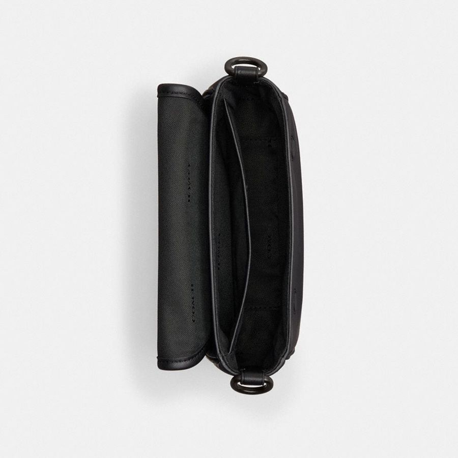 Black Men COACH® Charter Flap 18 Crossbody Bag | 91527CYAF