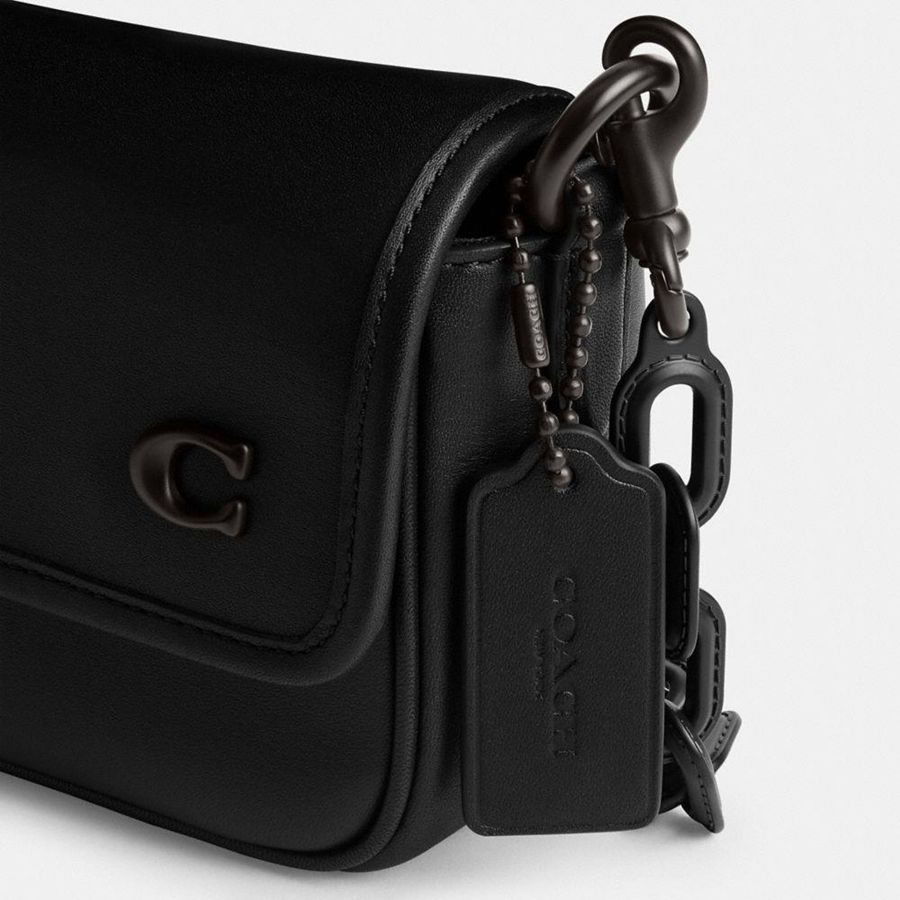 Black Men COACH® Charter Flap 18 Crossbody Bag | 91527CYAF