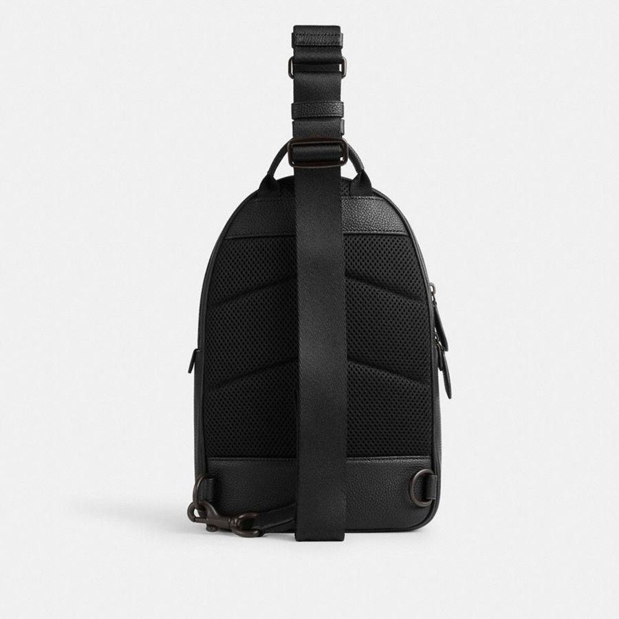 Black Men COACH® Charter Pack In Signature Leather Backpack | 03672QDWJ