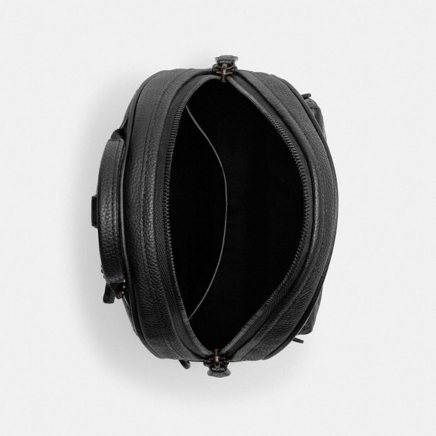 Black Men COACH® Charter Pack In Signature Leather Backpack | 03672QDWJ