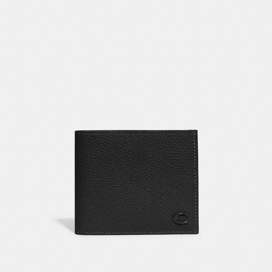 Black Men COACH® Double Billfold Wallet | 07321LCHX