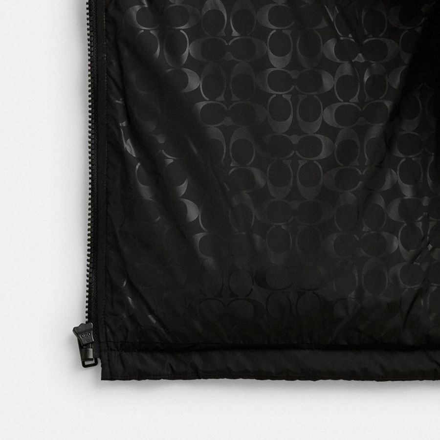 Black Men COACH® Down Puffer In Recycled Polyester Jacket | 19603JEWF