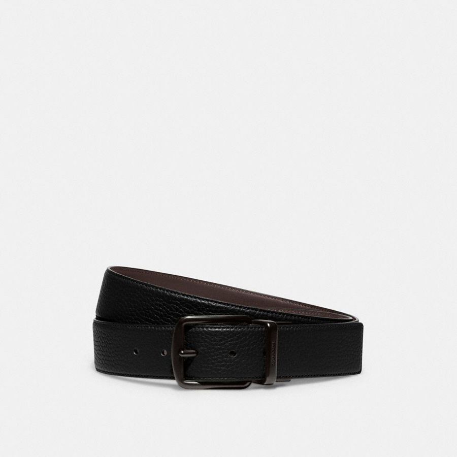 Black Men COACH® Harness Buckle Cut To Size Reversible, 38 Mm Belts | 18592JFWL