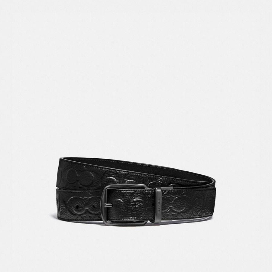 Black Men COACH® Harness Buckle Cut To Size Reversible, 38 Mm Belts | 59432OBJA