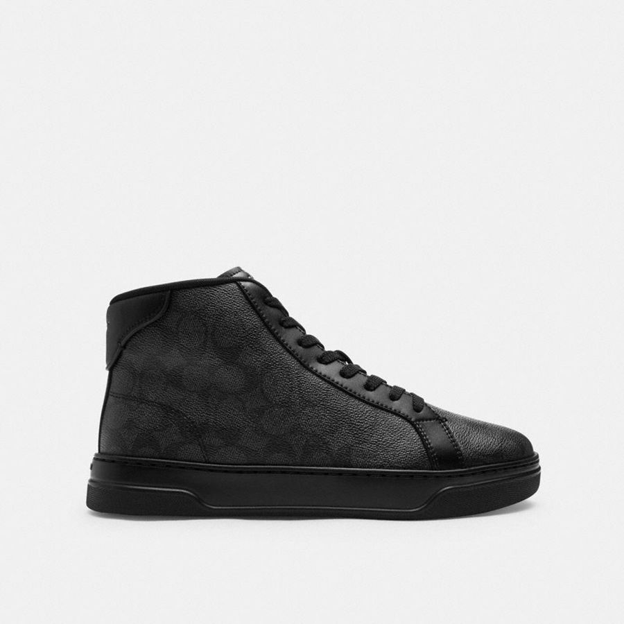 Black Men COACH® High Line High Top In Signature Canvas Sneakers | 84526DJMB