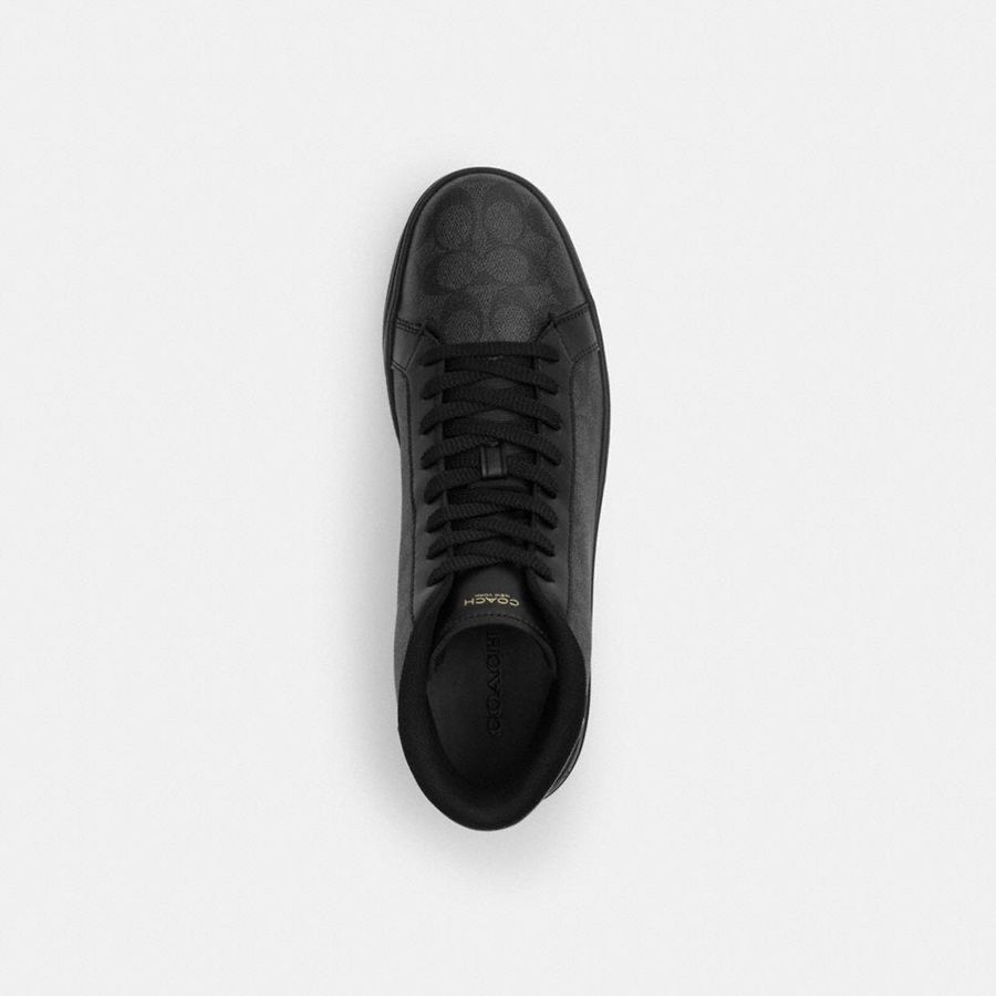 Black Men COACH® High Line High Top In Signature Canvas Sneakers | 84526DJMB