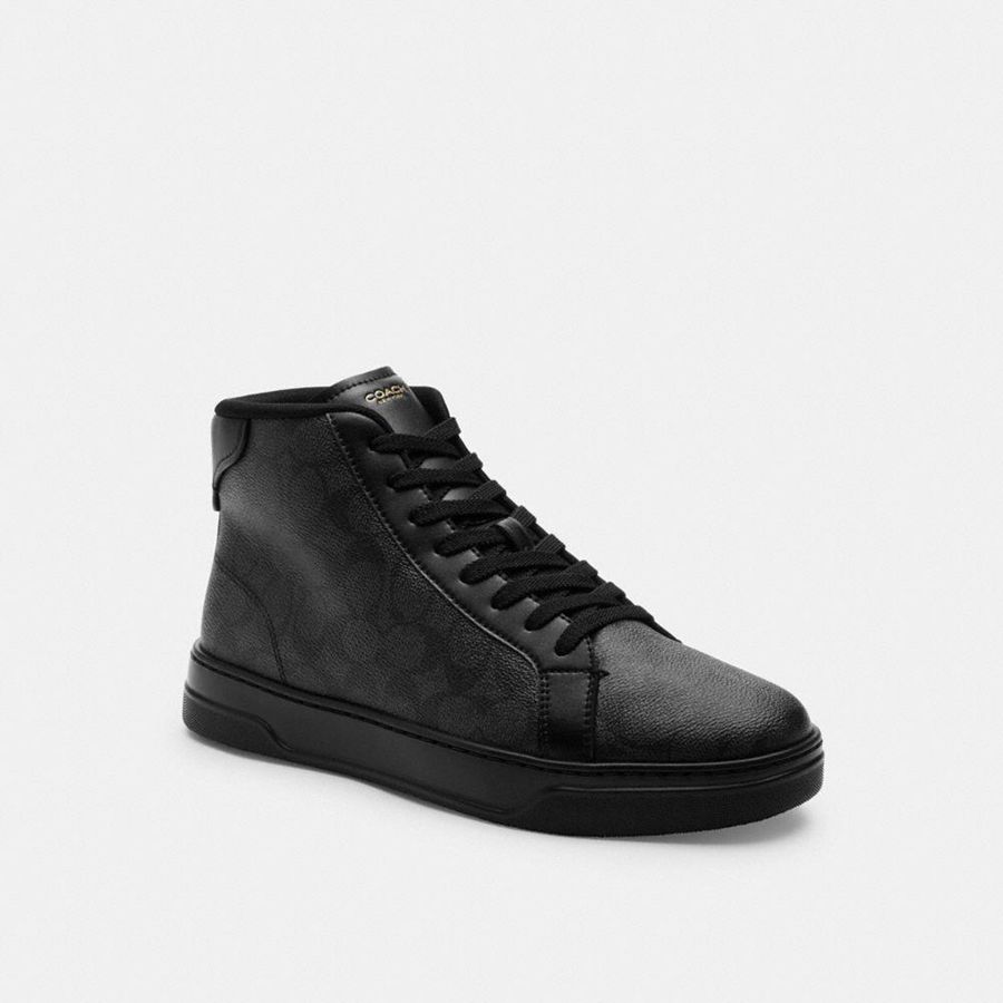 Black Men COACH® High Line High Top In Signature Canvas Sneakers | 84526DJMB