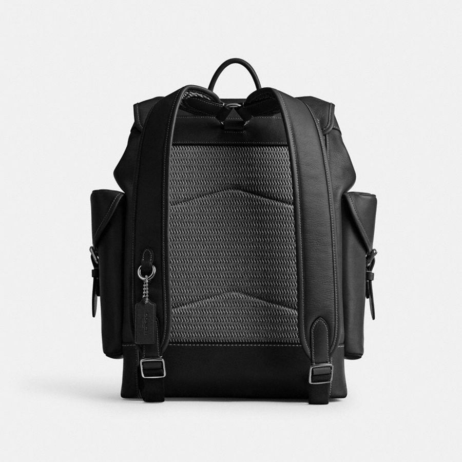 Black Men COACH® Hitch Backpack | 68192NLKR