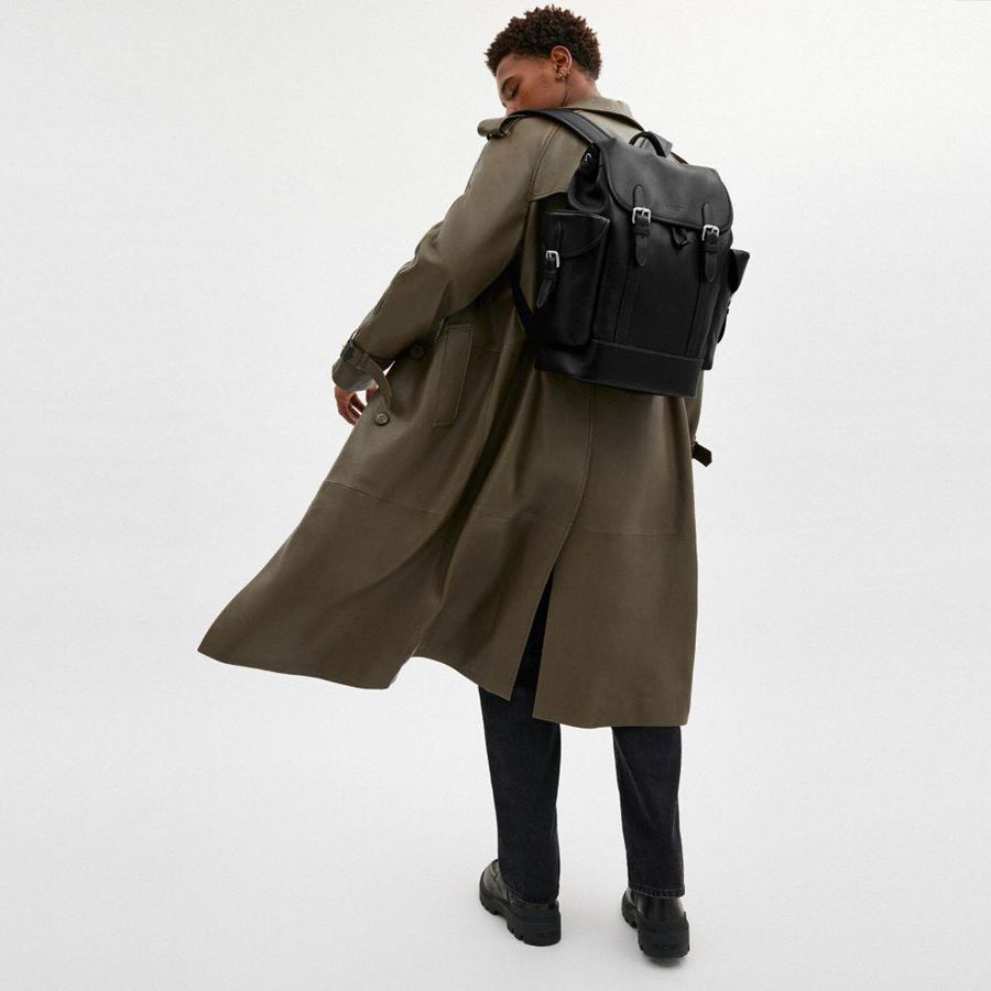Black Men COACH® Hitch Backpack | 68192NLKR
