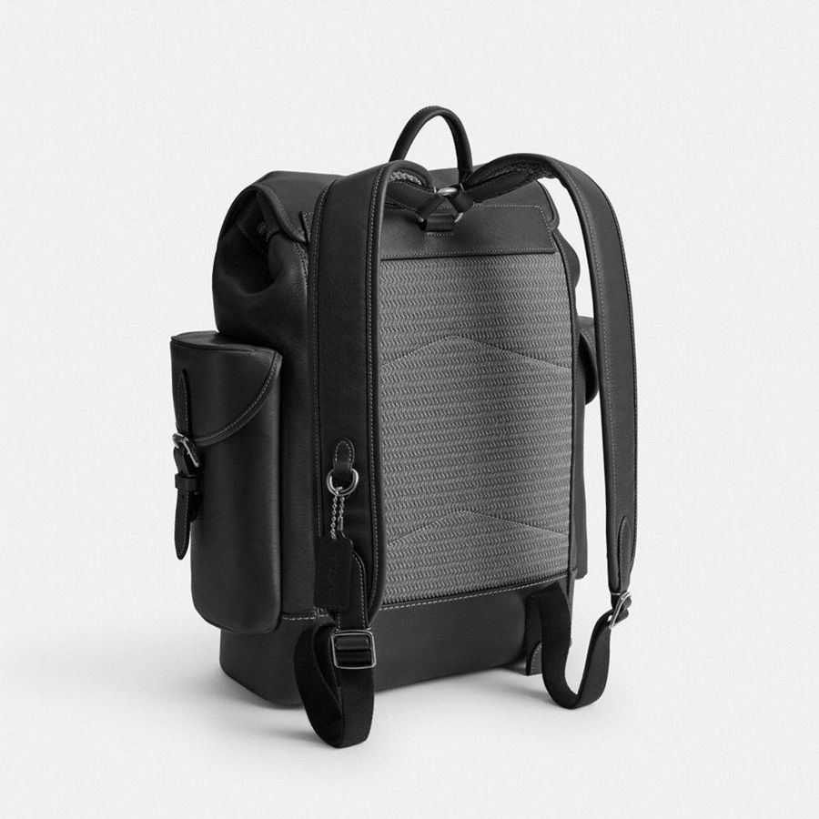 Black Men COACH® Hitch Backpack | 68192NLKR