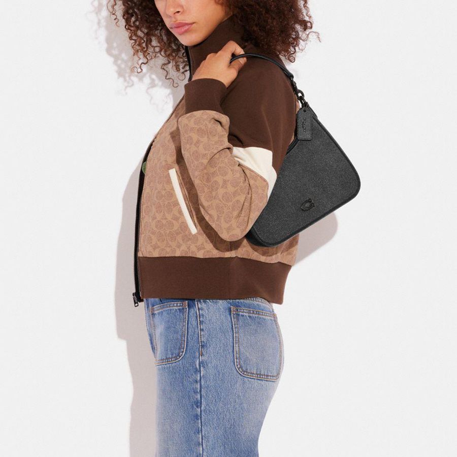 Black Men COACH® Hobo With Signature Canvas Crossbody Bag | 08379YJZD