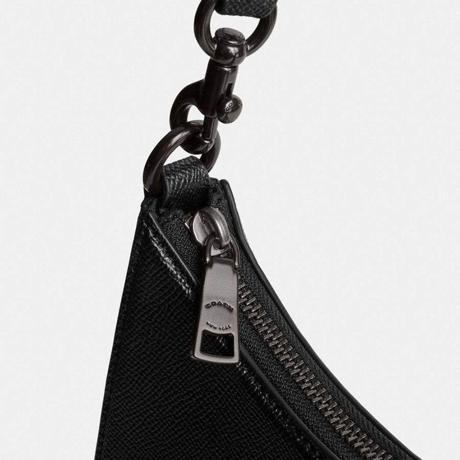 Black Men COACH® Hobo With Signature Canvas Crossbody Bag | 08379YJZD