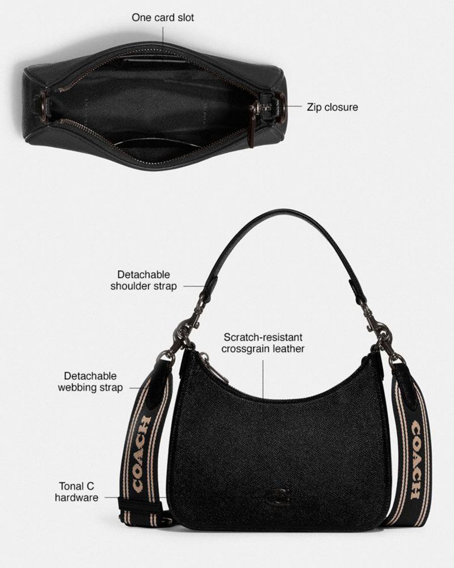Black Men COACH® Hobo With Signature Canvas Crossbody Bag | 08379YJZD