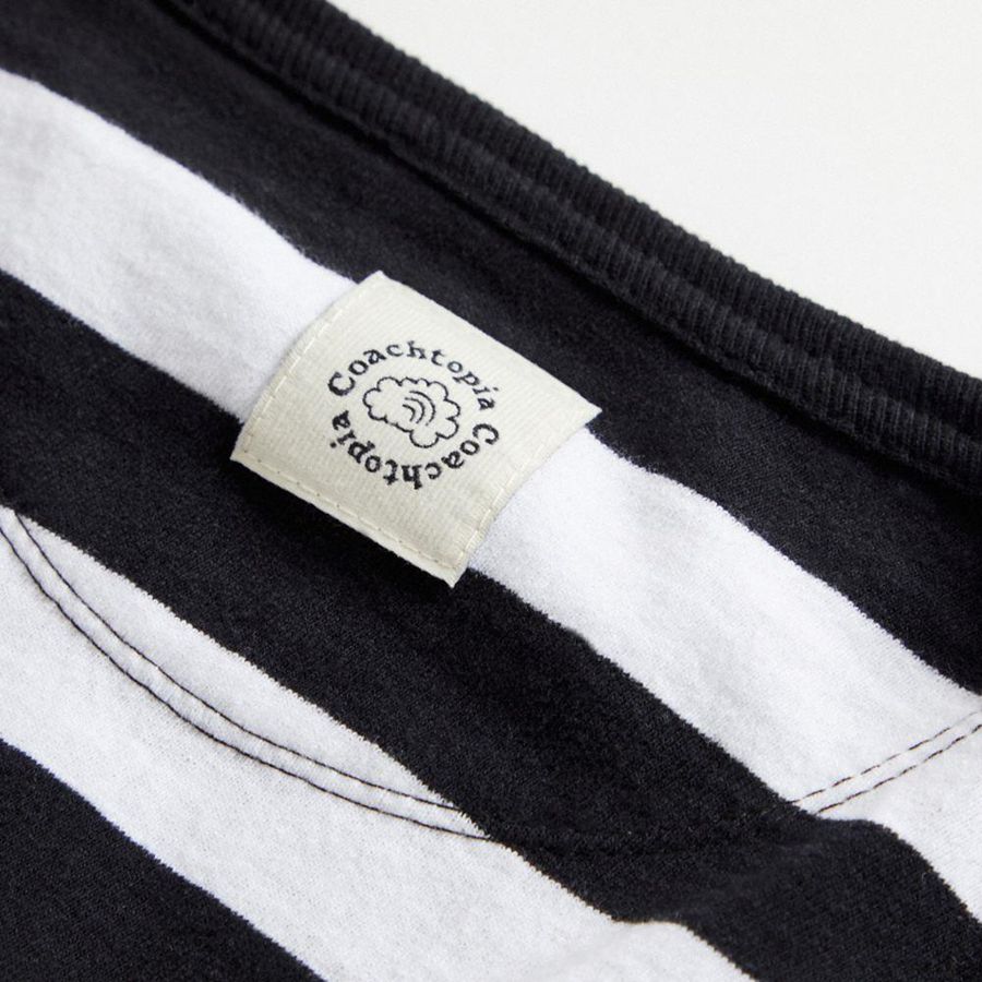 Black Men COACH® Long Sleeve With Stripe Pattern T-Shirt | 09452KRYO