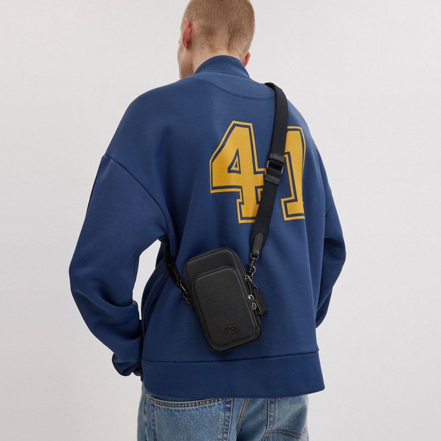 Black Men COACH® Phone Crossbody Bag | 32706FJYM