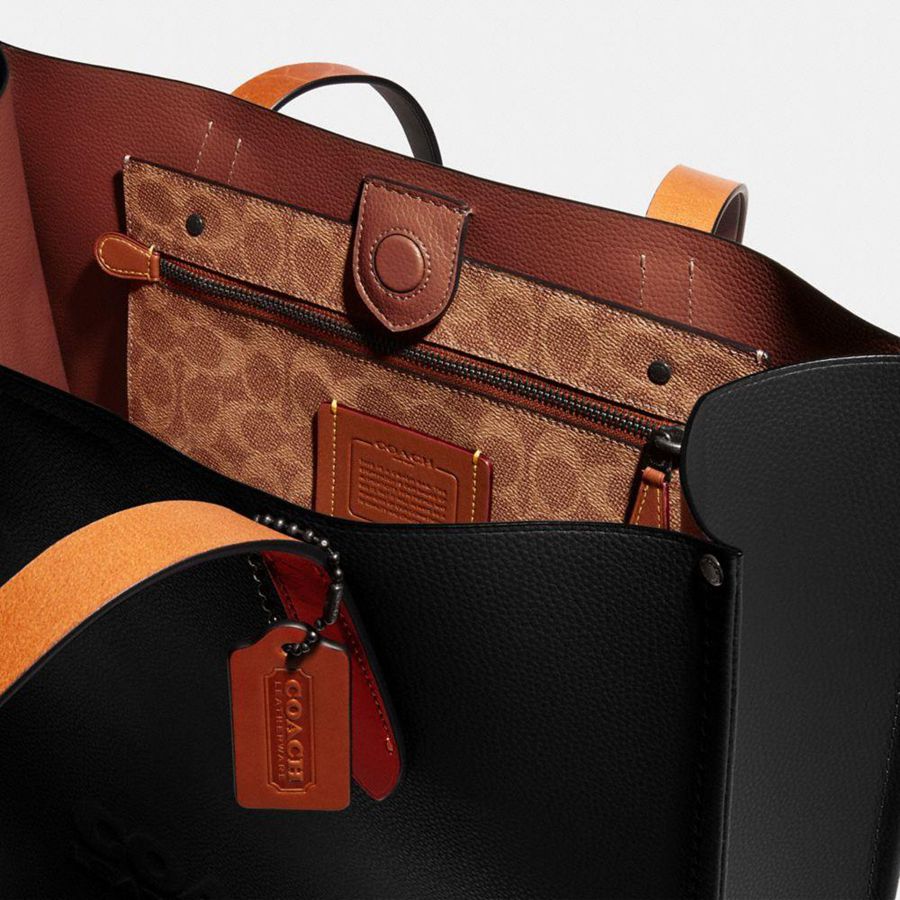 Black Men COACH® Relay Tote Bags | 34750UYXK