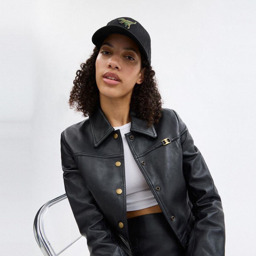 Black Men COACH® Rexy Patch Baseball Hat | 59816XLEV