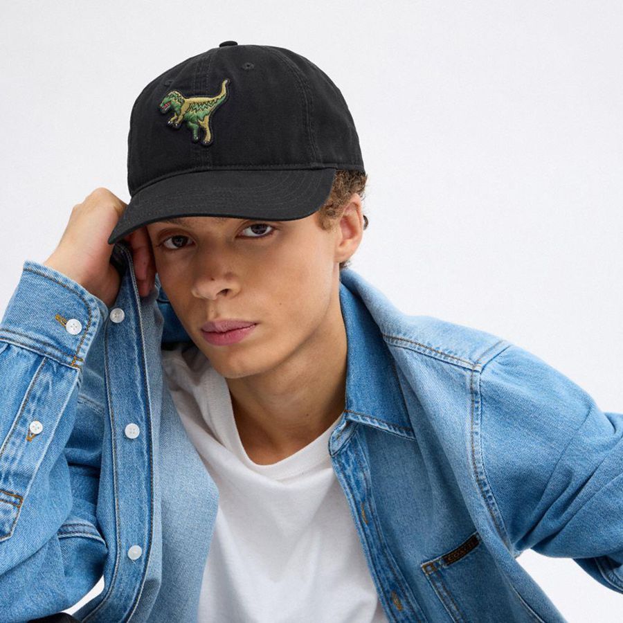 Black Men COACH® Rexy Patch Baseball Hat | 59816XLEV