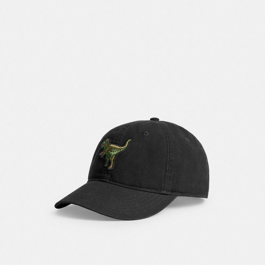 Black Men COACH® Rexy Patch Baseball Hat | 59816XLEV