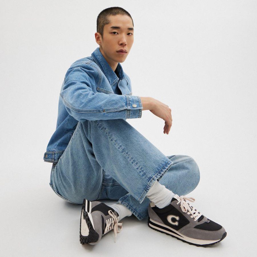Black Men COACH® Runner Sneakers | 69817DOJN