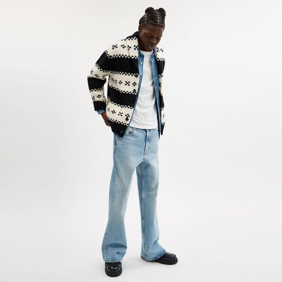 Black Men COACH® Shawl Collar Cardigan Sweater | 64107BOGL