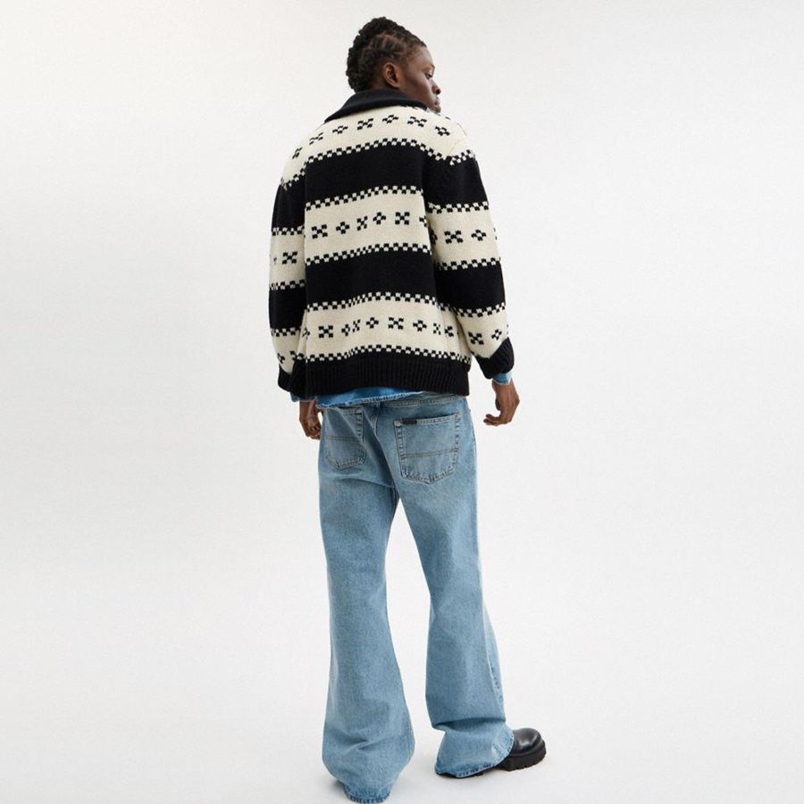 Black Men COACH® Shawl Collar Cardigan Sweater | 64107BOGL