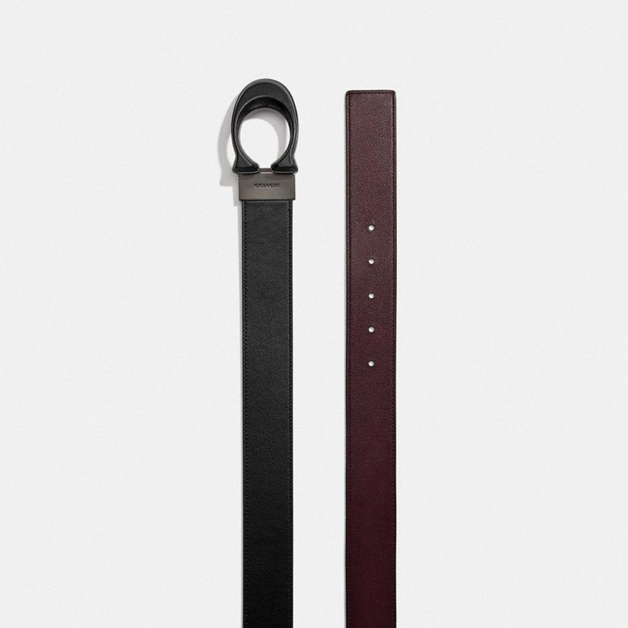 Black Men COACH® Signature Buckle Cut To Size Reversible, 38 Mm Belts | 10964ALEZ