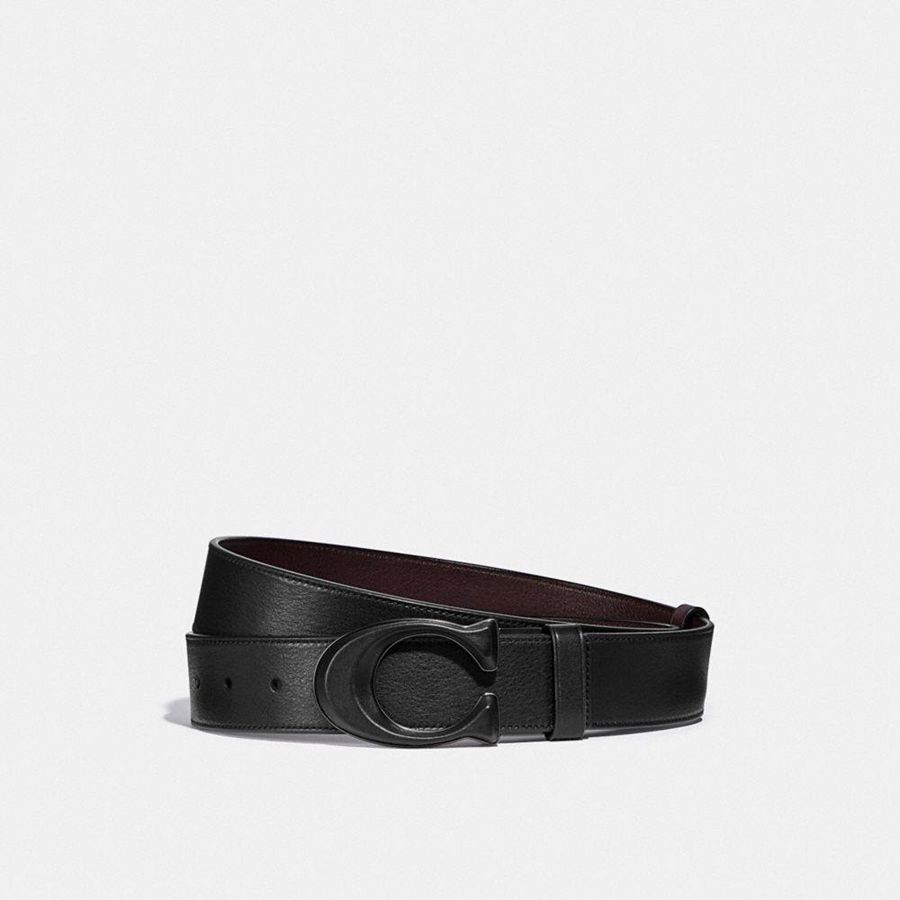 Black Men COACH® Signature Buckle Cut To Size Reversible, 38 Mm Belts | 10964ALEZ