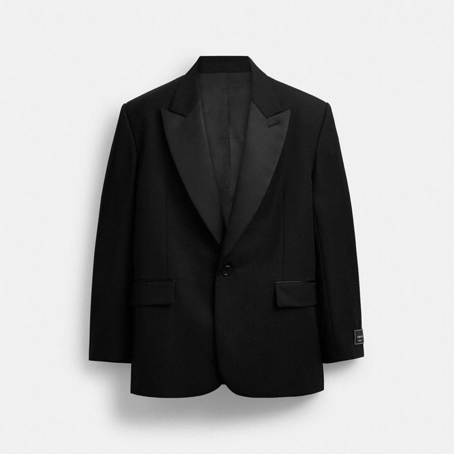 Black Men COACH® Single Breasted Tuxedo Jacket | 98143XRDU
