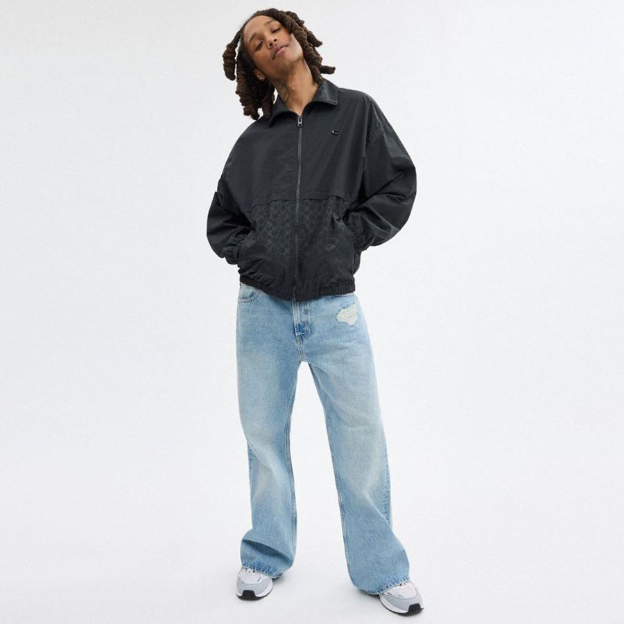 Black Men COACH® Windbreaker Jacket | 09673SUNY