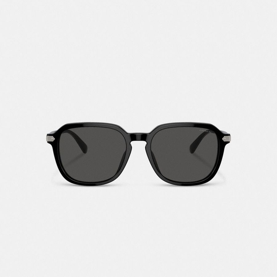 Black Men COACH® Wrap Around Hangtag Keyhole Sunglasses | 81024PVRQ
