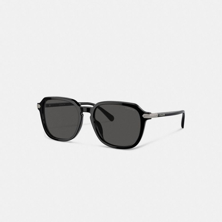 Black Men COACH® Wrap Around Hangtag Keyhole Sunglasses | 81024PVRQ