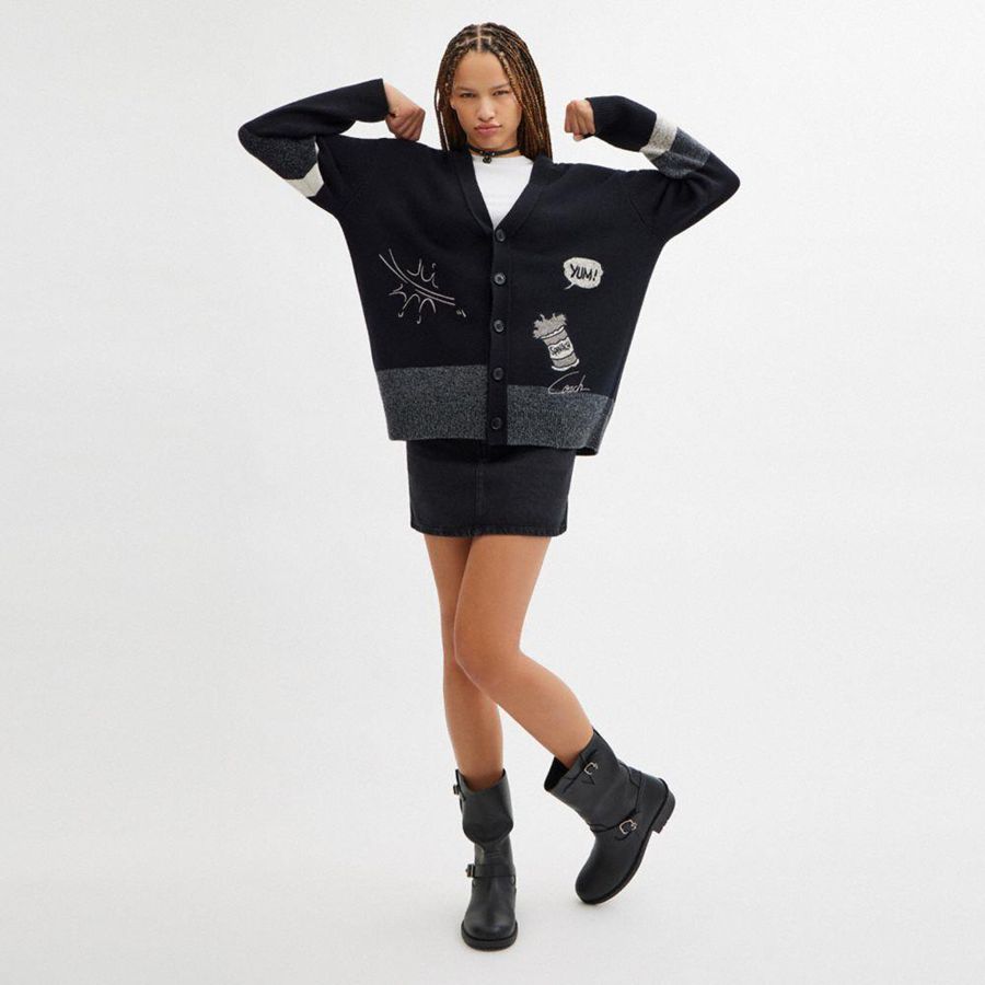 Black Men COACH® X Popeye Cardigan Sweater | 93067QKDZ