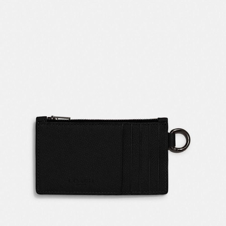 Black Men COACH® Zip Card Case Wallet | 26374HZSD