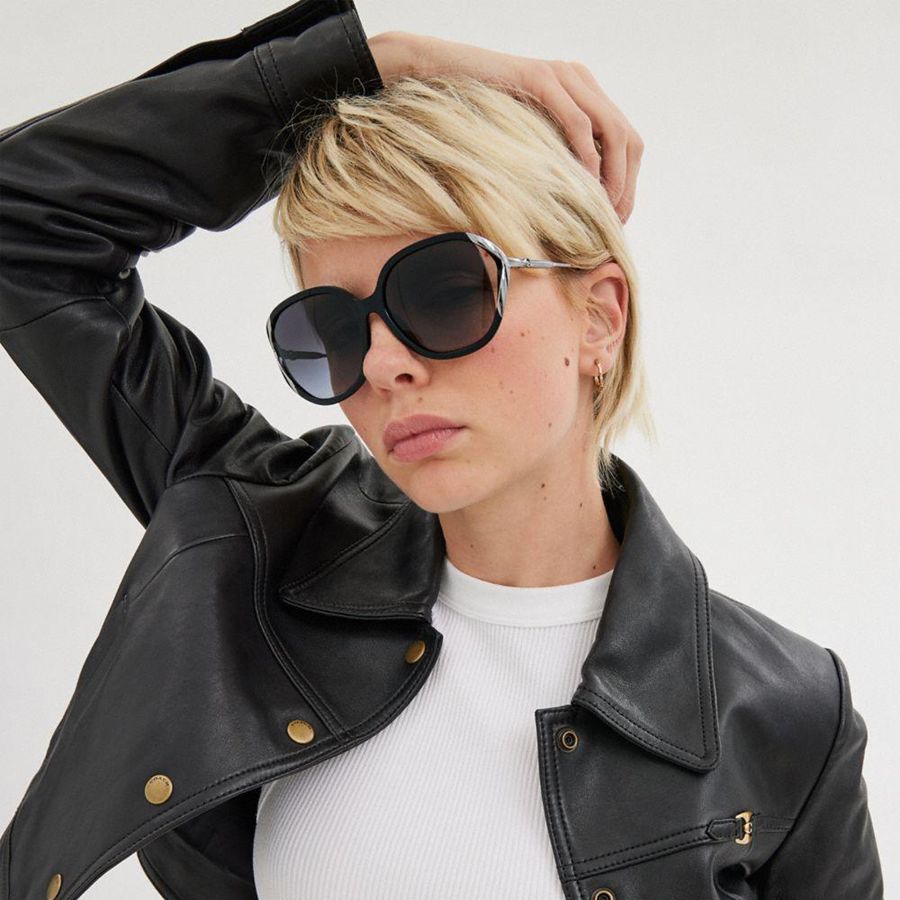 Black Women COACH® Bandit Oversized Square Sunglasses | 47906SYWG