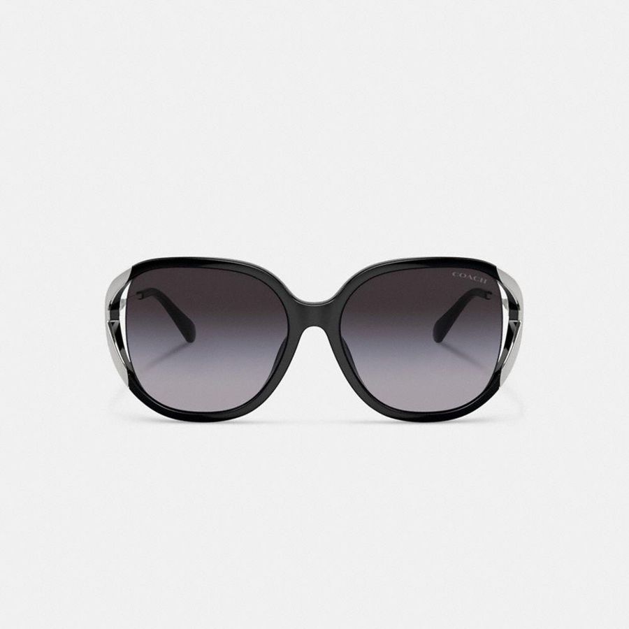Black Women COACH® Bandit Oversized Square Sunglasses | 47906SYWG