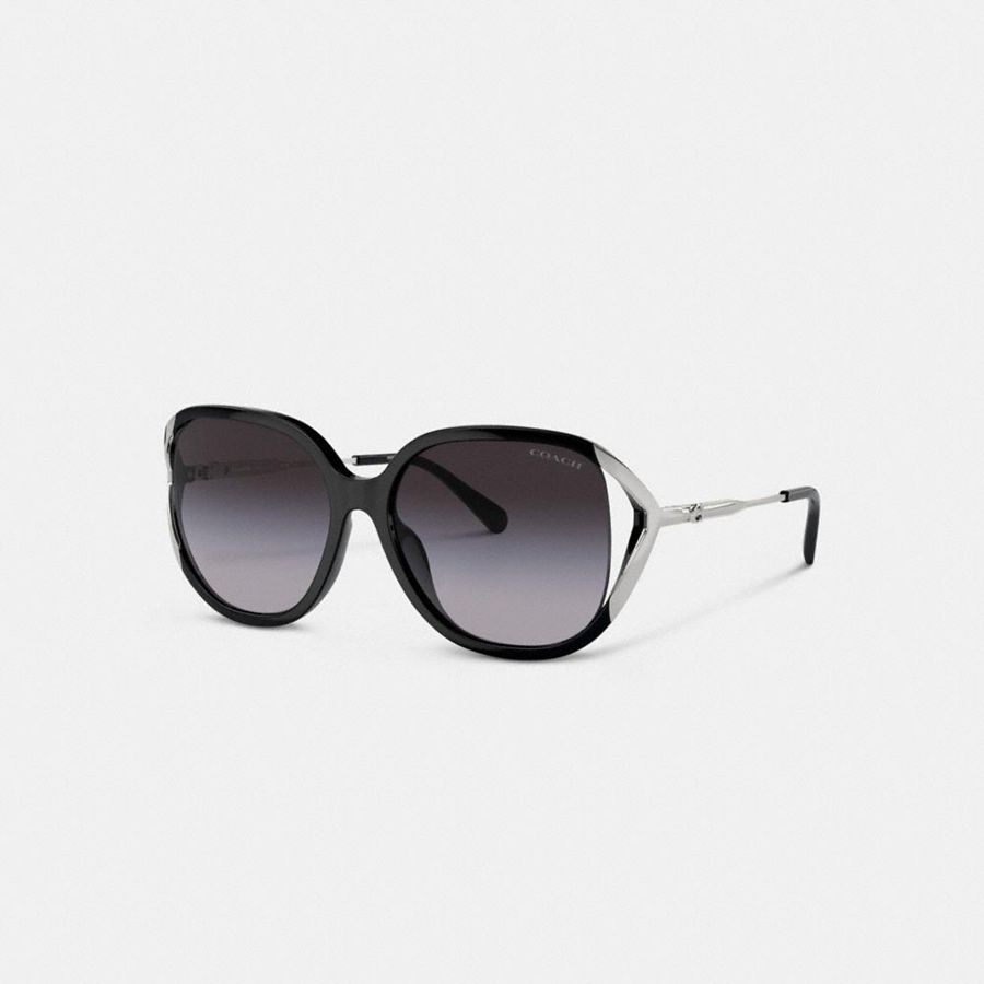 Black Women COACH® Bandit Oversized Square Sunglasses | 47906SYWG