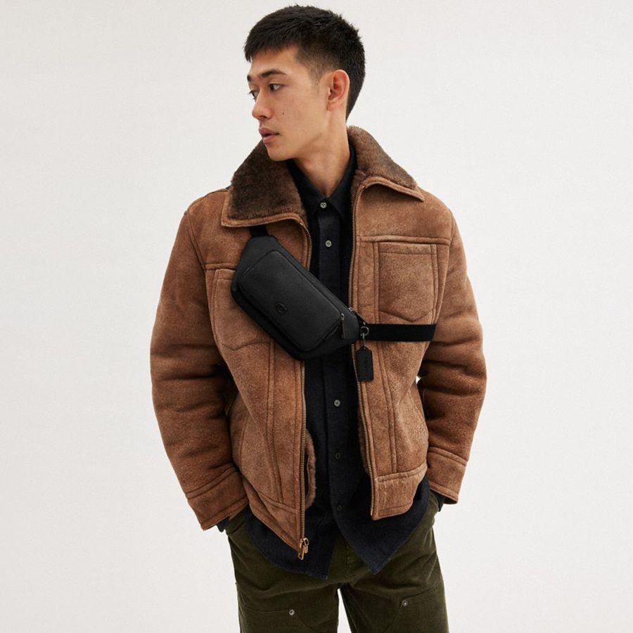 Black Women COACH® Belt Bag With Signature Canvas Interior Detail Belt Bags | 17693SVHZ