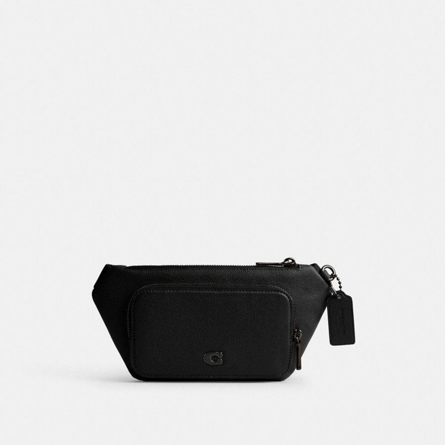 Black Women COACH® Belt Bag With Signature Canvas Interior Detail Belt Bags | 17693SVHZ