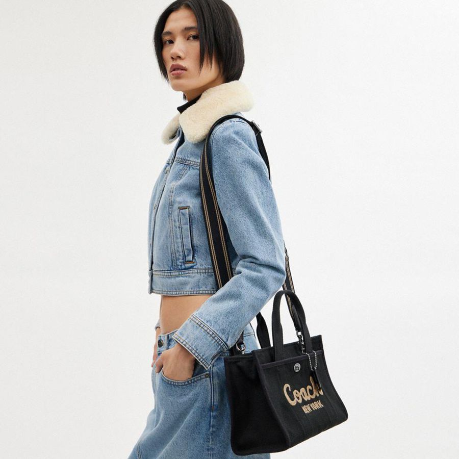 Black Women COACH® Cargo 26 Tote Bags | 31826WHKJ