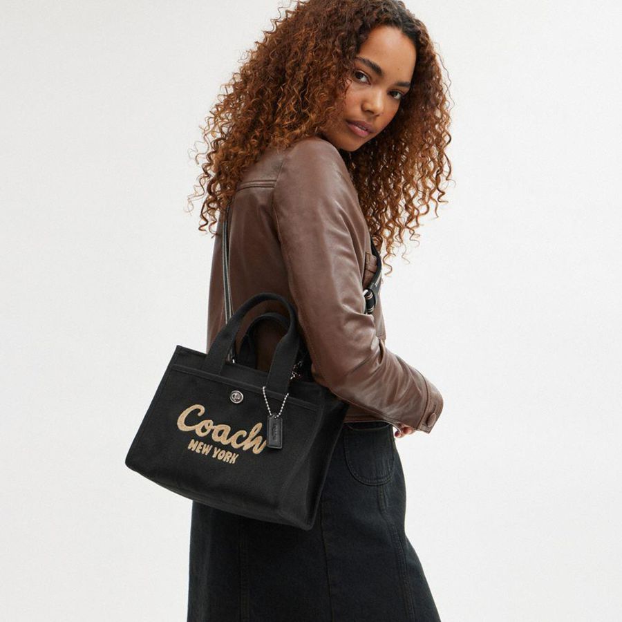Black Women COACH® Cargo 26 Tote Bags | 31826WHKJ