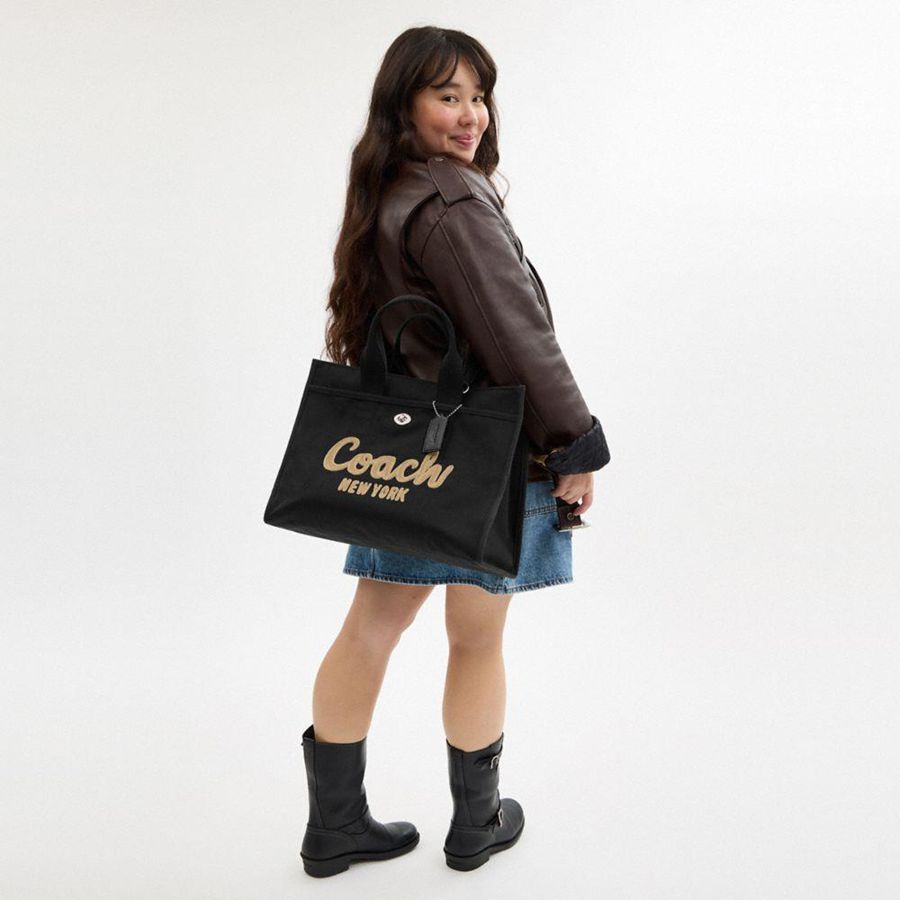 Black Women COACH® Cargo 42 Tote Bags | 24867KDWN