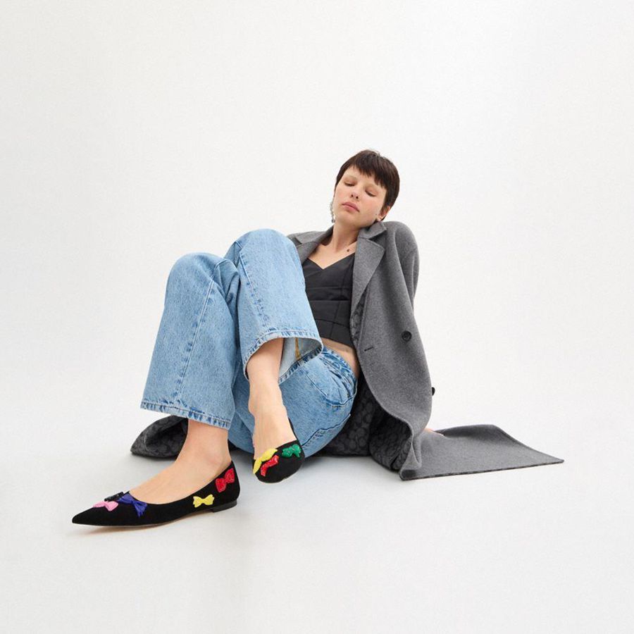 Black Women COACH® Daphne Flat Loafers | 41925ZVWD