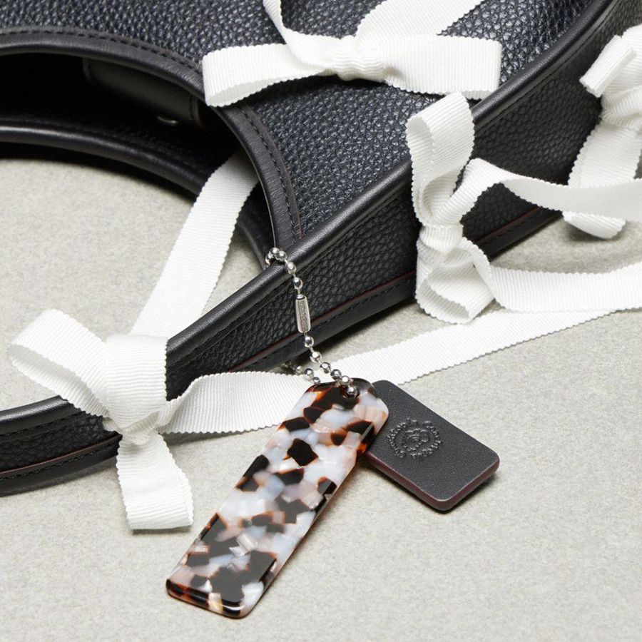 Black Women COACH® Ergo In Coachtopia Leather With Allover Bows Hobo Bag | 64530RHYX